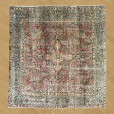 VINTAGE TERBIZ SQUARE RUG HAND MADE PERSIAN WOOL FADED CARPET  9'9" x 9'4"