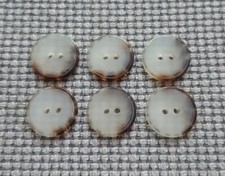 6 x Cream Brown 2 Hole Buttons 21mm Vintage Cardigan Coat Aran Jumper Crafts