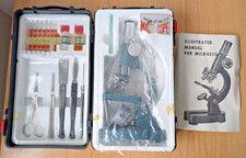 Vintage Microscope Kit with Box, Illustrated Manual and Accessories, Japan