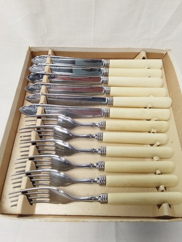 Vintage chrome fish cutlery - vintage, a1