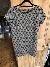 Zara Navy Shift Dress With Gold Design Size L 