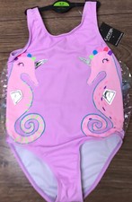 GEORGE Baby Girl Lilac Seahorse Swimming Costume Age 4-5 Years   NEW