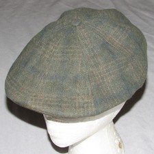 Boston Scally Co Hat Cap Irish Rose sz XL Green Plaid Newsboy Cabbie Flat