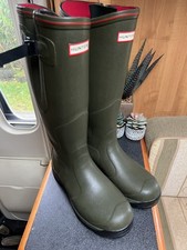 Hunter Balmoral Side Adjustable Size 10 Wellington Boots Olive Excellent