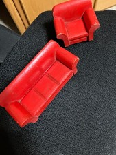 Vintage Wooden Red  Sofa And