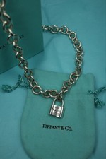 Tiffany & Co Heavy Chain Necklace 17.5 Inch Sterling Silver & Rare Lock Pendant