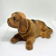 Modern Nodding Flocked Dog