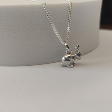 925 Sterling Silver Bunny Rabbit Pendant Necklace with 18 inch Chain - Gift Box