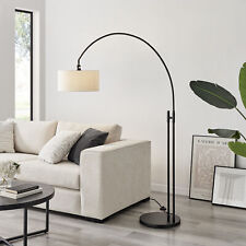 Lucinda Arc Floor Lamp White Shade with Matte Black Base Retro Vintage Art Deco