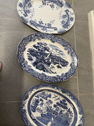 Large blue and white willow - blue,