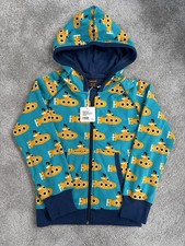 BNWT Maxomorra Submarine Zip Hoodie Hooded Cardigan Organic 122/128 7-8 Years