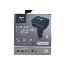 KitSound Freeplay In-Car Smart Charger With Alexa, Alexa Built-In, Black, NEW