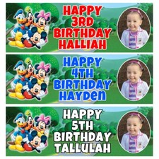 MICKEY MOUSE CLUBHOUSE Personalised Birthday Photo Banners -Mickey Mouse Banners