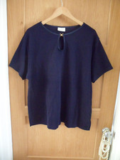 NAVY STRETCH SIZE 14-16 OVERSIZED SHORT SLEEVE TOP THIN RIB CLASP AT NECK
