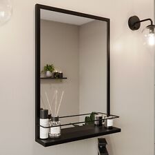 Rectangular Black Bathroom Mirror with Shelf - 500 x 700mm - Iona BeBa_24920