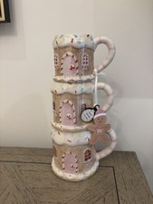 TK Maxx Christmas Mug Set of 3 Gingerbread House Festive Sprinkles Cups Stack 