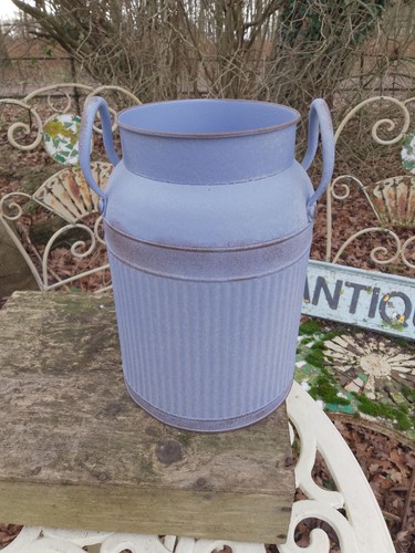 Galvanised milk churn blue - galvanised,