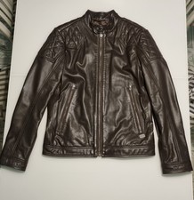 dark brown diesel leather biker jacket mens
