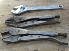 vintage genuine mole grips clamp + zerem grip 300 + 10" adjustable wrench tools