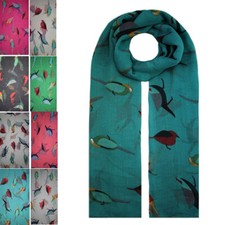 Christmax Colourful Robin Bird Animal Print Scarf Wrap Chiffon Large UK