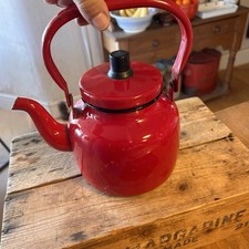 Vintage Deep Red Enamel Teapot