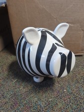 Salt and Pepper OINK! Large Zebra Striped Piggy Bank