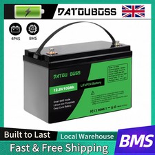 Lithium Battery 12V 100AH Rechargeable LiFePO4 BMS Deep Cycle Solar Panel RV