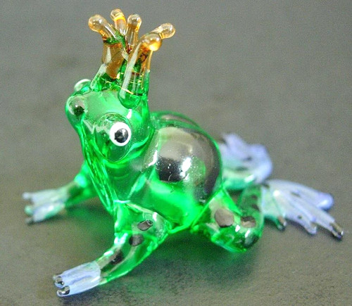 Charming blown glass frog - glass, king
