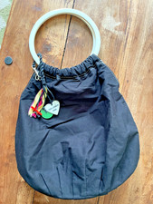 Tara Jarmon Paris 2005 Lucite Handle Black Cotton Purse Handbag NOS