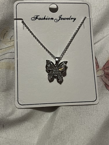 Silver tone metal butterfly - metal,