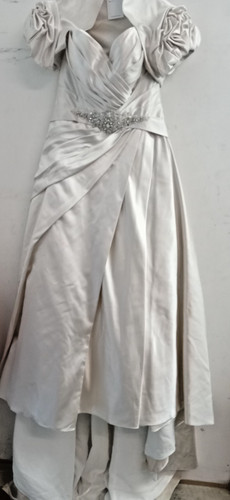 Wedding dress ivory satin - wedding,