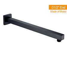 Solid Brass 400mm Wall Mounted Square Shower Head Arm Fixed Bathroom Matt Black