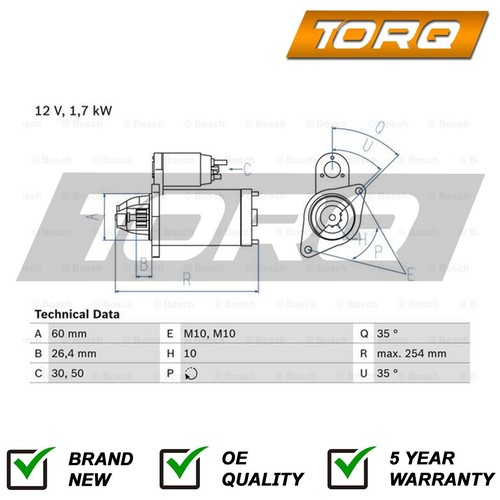 Starter motor torq fits - starter,
