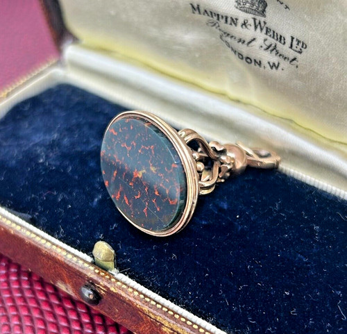 Antique 9ct gold bloodstone - 9ct,