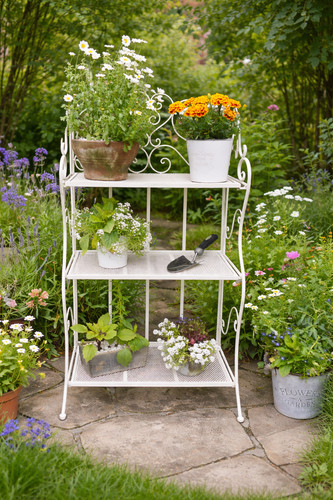 Vintage white metal plant - vintage,