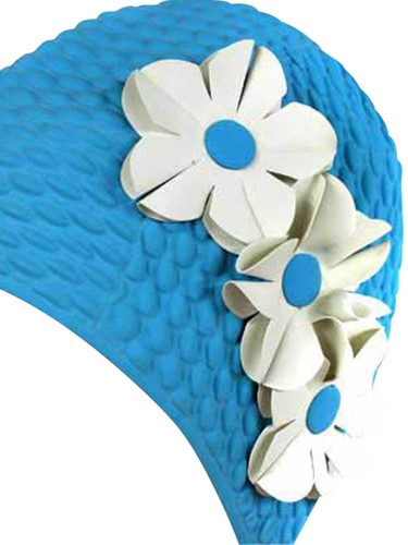 Latex swim cap with flowers - with,