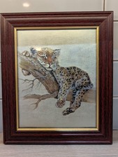 Sleeping Leopard Cub Framed Pencil Drawing Wildlife Safari Realistic Animal