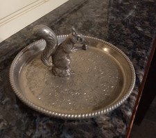Vintage Seba Silver plated Squirrel Nut Dish, Jewellery, Pin Ring Trinket Tray.