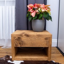 Chunky wooden bedside table