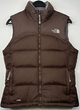 The North Face Womens Puffer Gilet Down 700 Fill Nuptse Size M Brown Yellow Vest