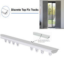 Discrete Top(Ceiling) Fix White Aluminium Metal Window Curtain Track Rail Set