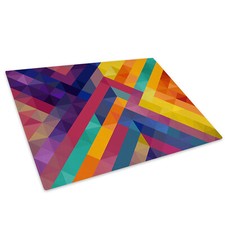 Colourful Geometric Glass Chopping Board Kitchen Worktop Saver Protector