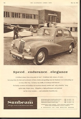 1955 sunbeam monte - monte, rally