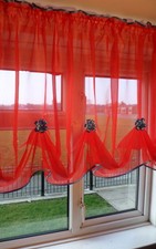 Red Voile Net Curtain with