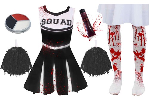 Girls black zombie cheerleader - black,