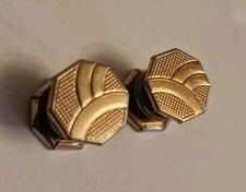Vintage snap on cufflinks Lion Brand Gold Plated Fronts Art Deco 1920s 1930s 