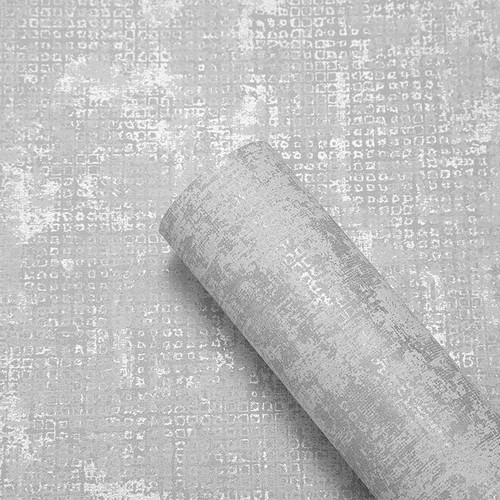 Silver grey wallpaper embossed - silver,