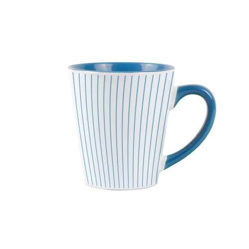 Blue pinstripes latte mug - pinstripes,