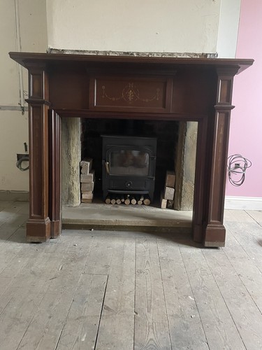 Antique timber fire surround - timber,