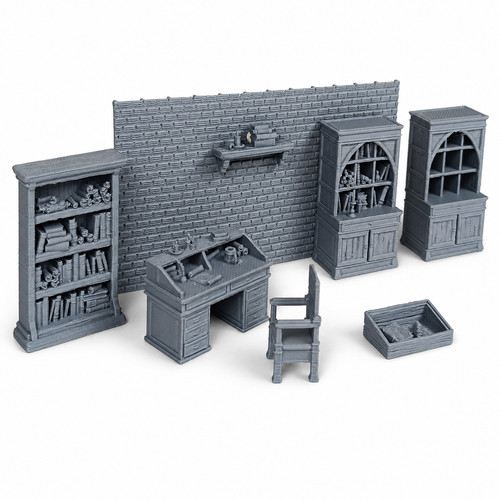 Library scholar study 7pc - library, set